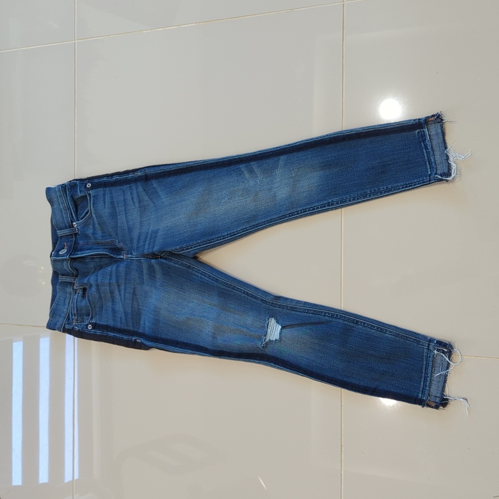 High waisted side striped jeans